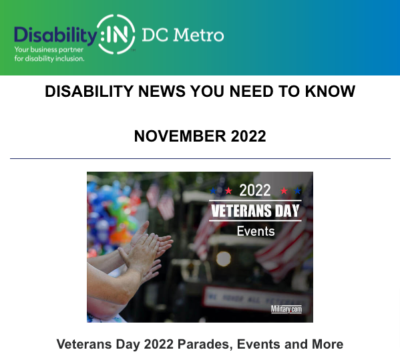 Cover of November 2022 Disability IN DC Metro Newsletter