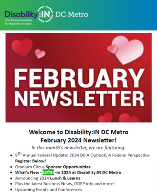 Disability IN DC Metro February 2024 newsletter cover