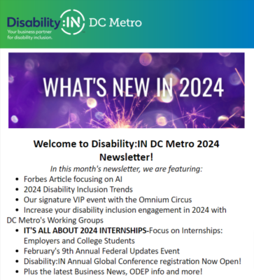 Disability IN DC Metro January 2024 newsletter cover