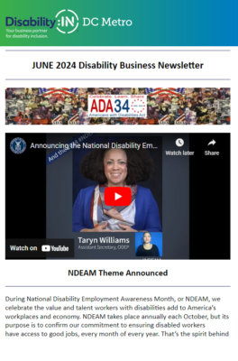 Screenshot of DisabilityIN DC Metro June 2024 Newsletter cover