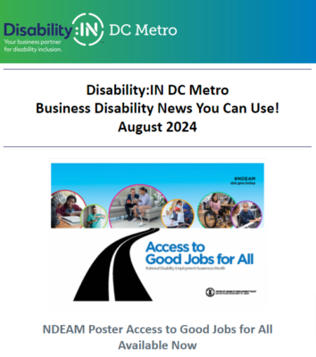 screenshot of Disability IN DC Metro August 2024 newsletter