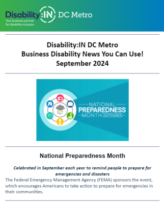 Screenshot of Disability IN DC Metro's September 2024 newsletter cover