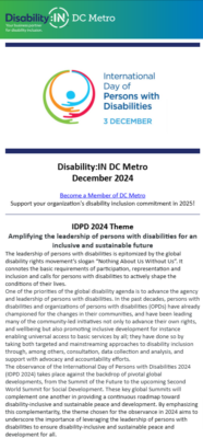 Screenshot of December 2024 Disability IN DC Metro Newsletter